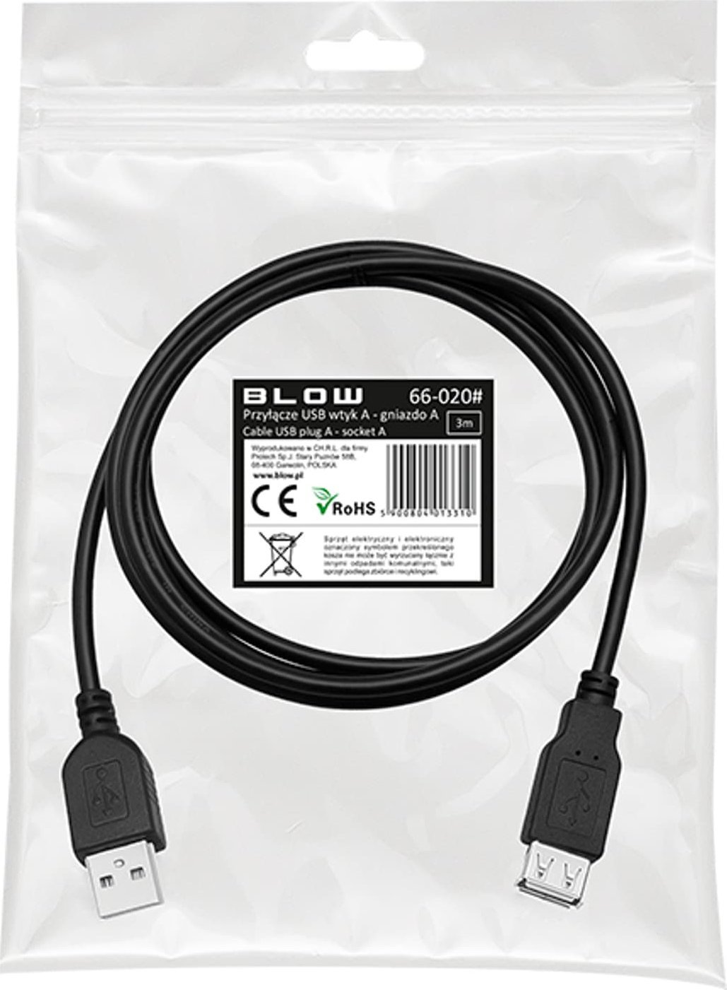 Kabllo zgjatëse USB A Tue-GN 66-020, 3m, e zezë