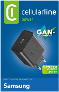 CELLULARLINE USB TYPE-C CHARGER SAMSUNG 45W BLACK