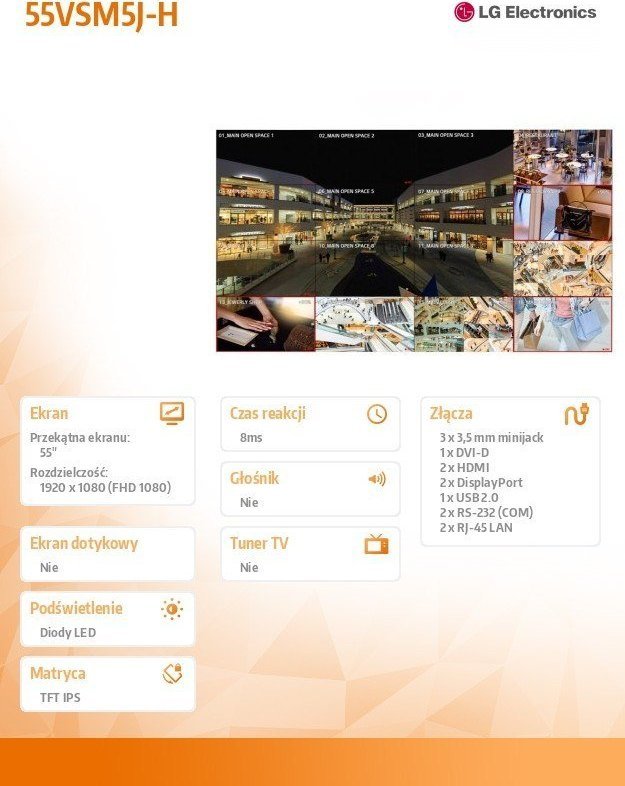Monitor LG 55VSM5J-H, 55", Full HD, i hirtë