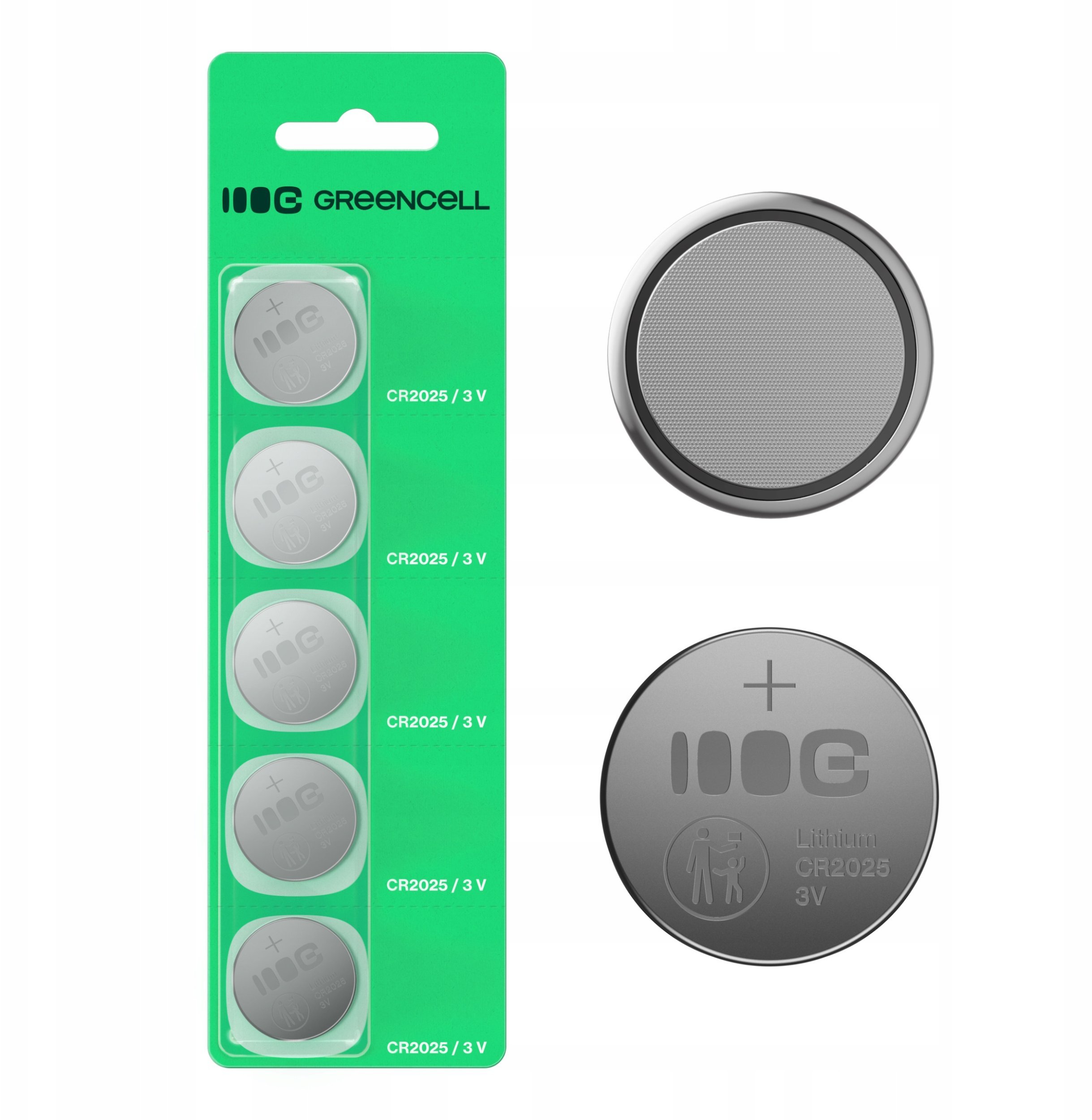 Литиумска батерија Green Cell CR2025, пакување 5 парчиња, 160mAh