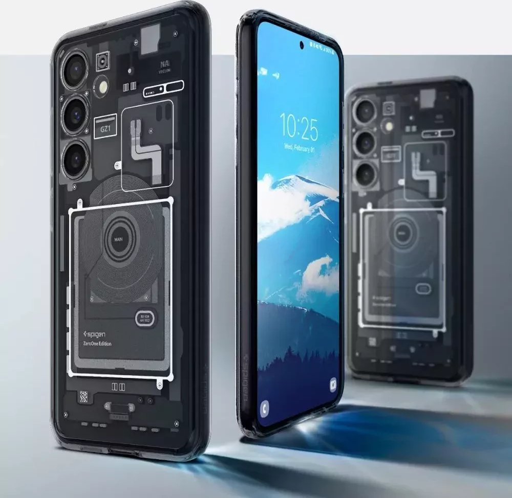 Futrolla Spigen Ultra Hybrid Zero One për Samsung Galaxy S24, TPU dhe polikarbonat, mbrojtje ndaj goditjeve, gri