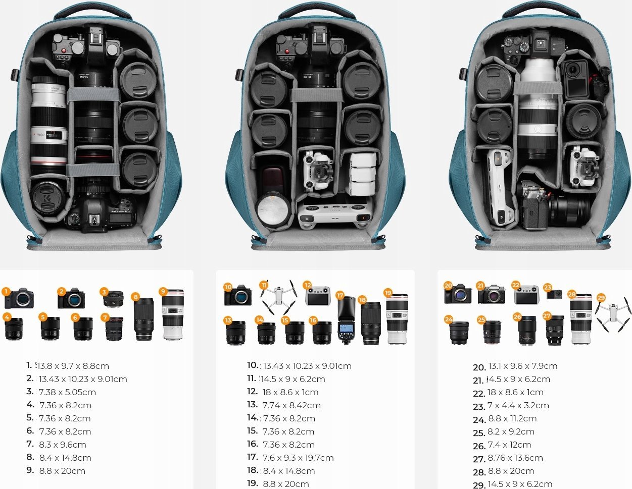 Çantë shpine K&amp;F Concept, për DSLR dhe drone, rezistente ndaj ujit, me mbulesë shiu, e zezë
