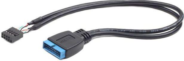 Kabllo Gembird USB 19 pin - USB 9 pin, 0.3m, e zezë