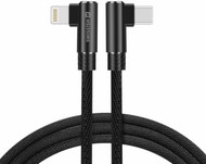 [OUTLET] Kabllo SWISSTEN Arcade, USB-C - Lightning, M/M, 3A, me lidhës të kthyer 90°, e thurur, 1.2m, e zezë