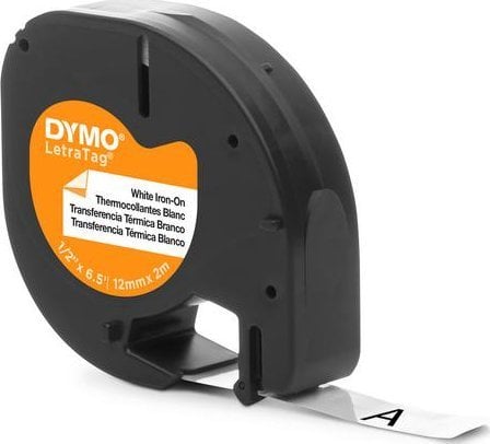 Shirit etiketues Dymo LetraTag S0718850, 12mm, 2m, printim i zi sfond i bardhë