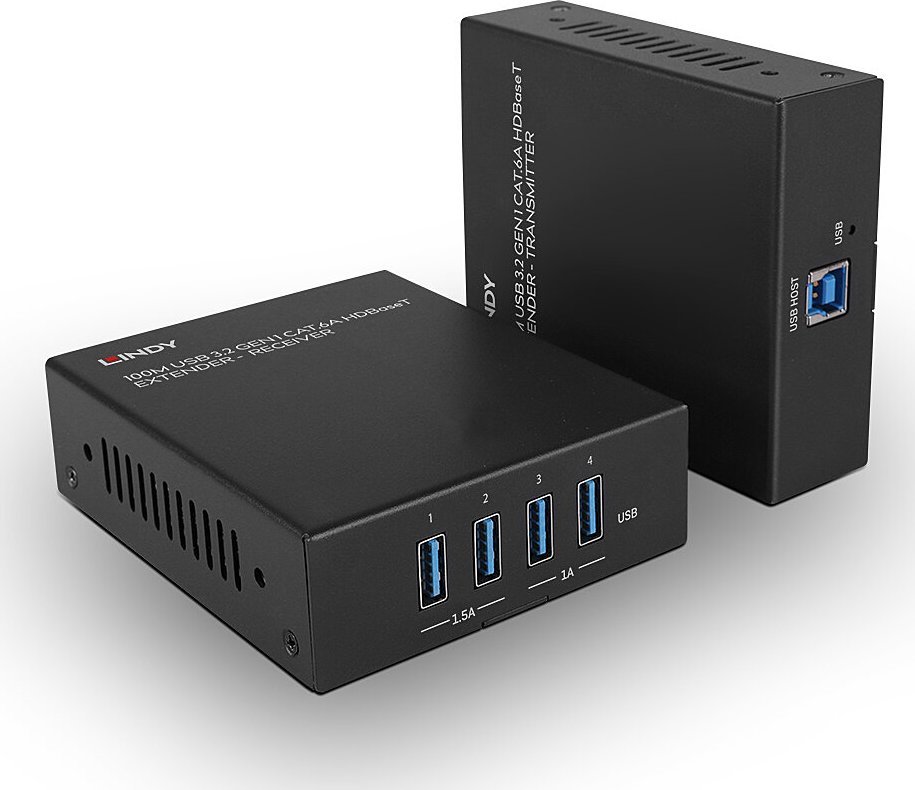 USB продолжувач Lindy 100m, USB 3.2 Gen 1, Cat.6A HDBaseT, метален