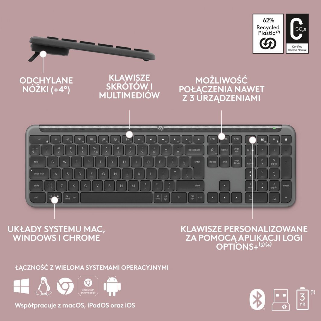 Tastierë Logitech Signature Slim K950, US, e hirtë