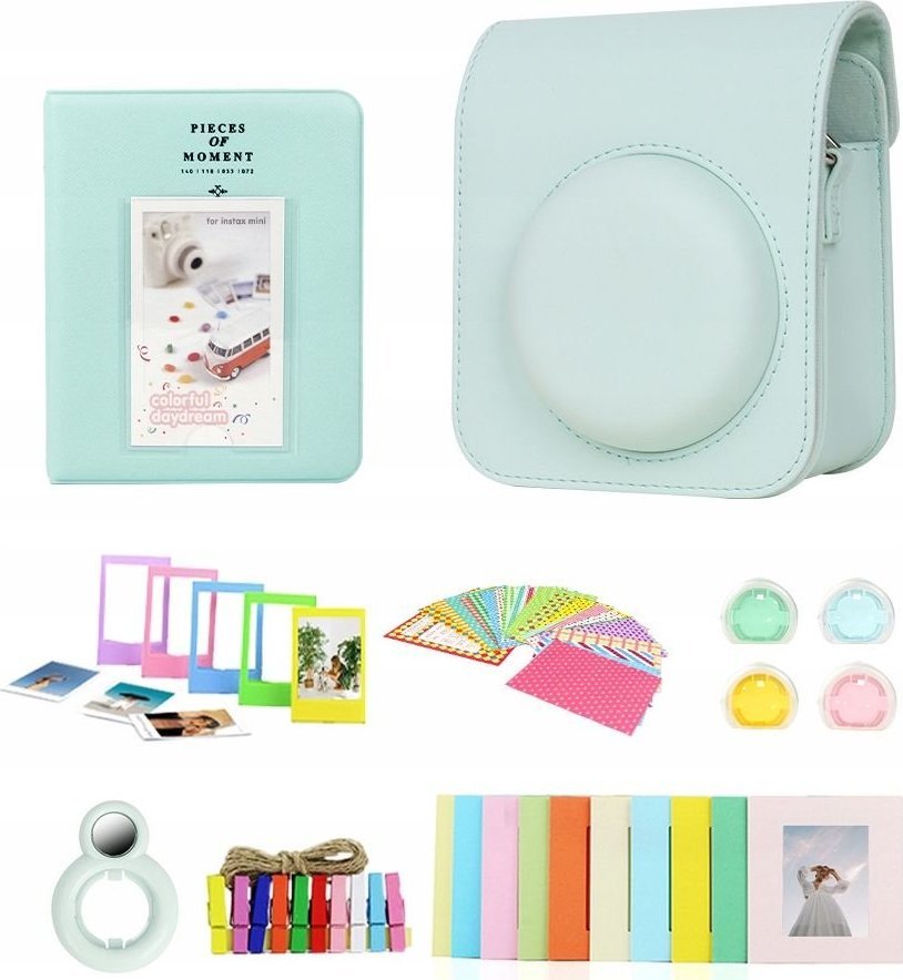 Set aksesorësh LoveInstant 8 në 1 për Fujifilm Instax Mini 12, kapak me rrip, album fotografish, mint jeshile