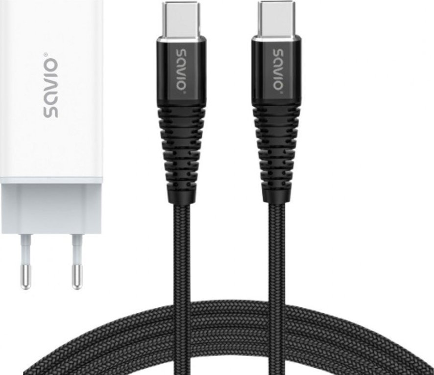 Karikues rrjeti LA-07 GaN 65W, USB C PD 3.0, kabllo USB C 100W 1m, bardh e zi