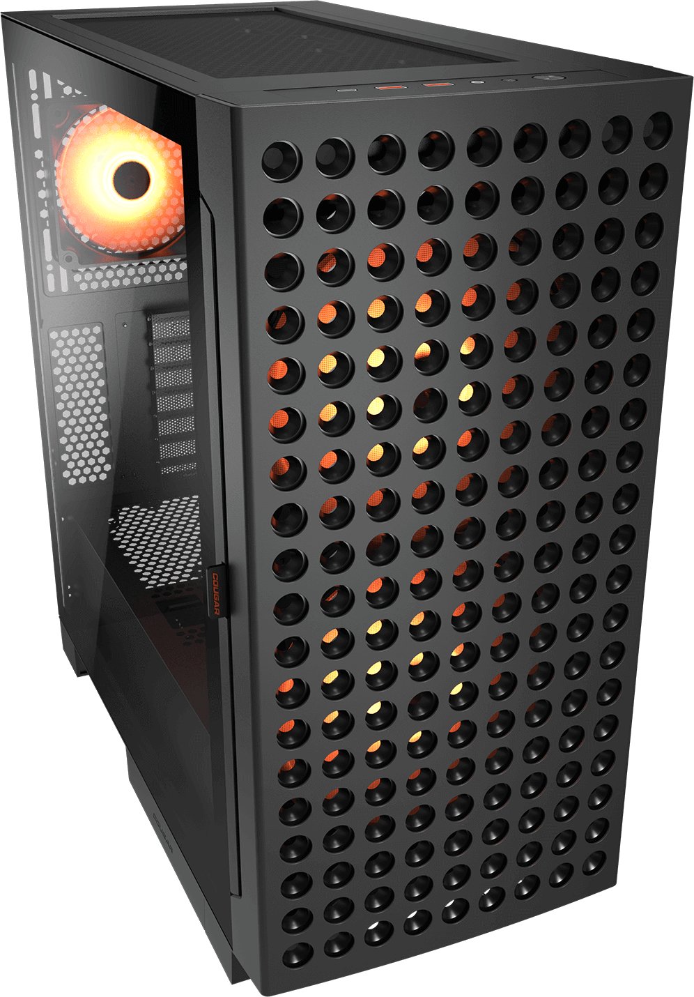 Kasa kompjuteri Cougar Airface Eco RGB, Middle Tower, xham i temperuar, pa furnizues energjie, e zezë