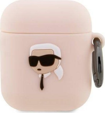 Mbulese kufjesh Karl Lagerfeld KLA2RUNIKP, për Apple AirPods 1 2, silikon, rozë 3D