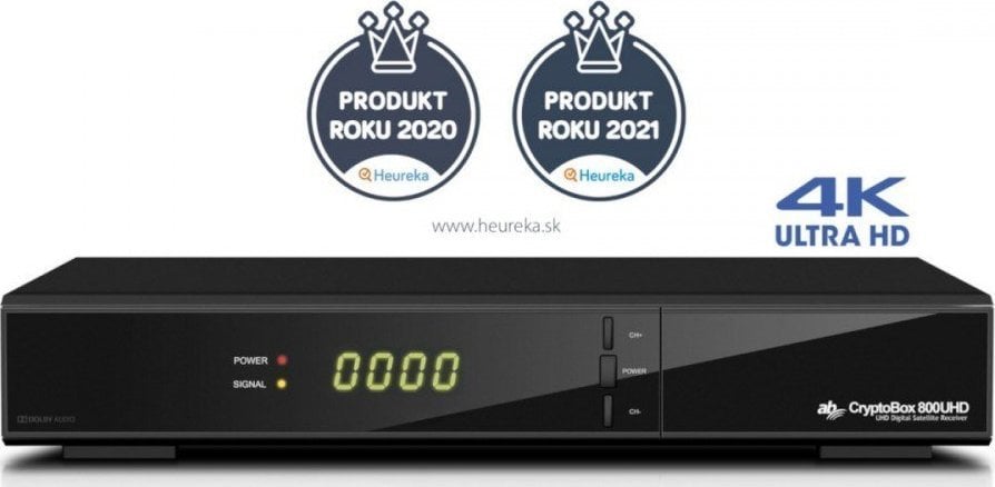 Marrës satelitor CryptoBox AB 800UHD, 4K UHD, USB multimedial, i zi