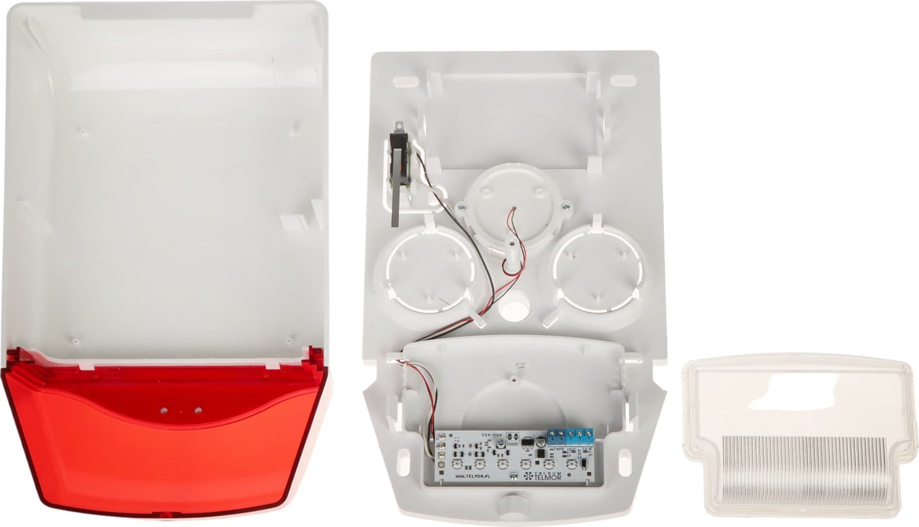 Sirena e jashtme Telmor TSZ-4D, 12V DC, me dritë LED, e bardhë