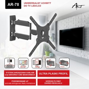 Mbajtëse për TV ART AR-78, 23-52", 32kg, e zezë