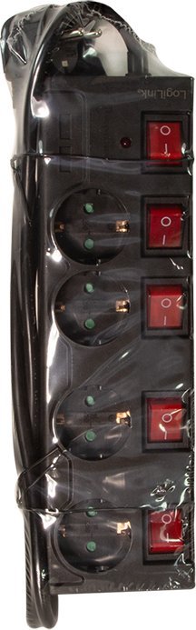 Заштитна лента од струја LogiLink LPS251, 4 приклучници, кабел 1.5 m, црна