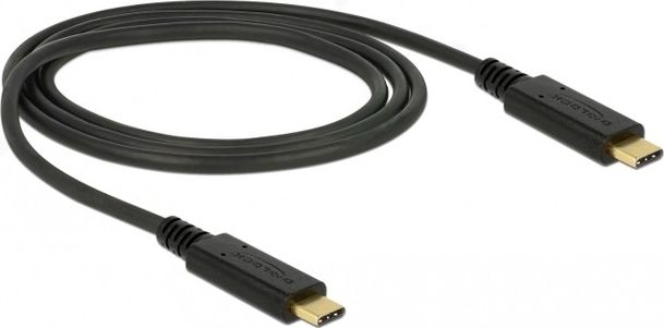 Kabllo Delock USB-C në USB-C, 1m, e zezë