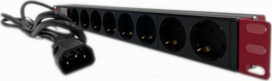 Shirit prizash rack Techly 1U, 8x Schuko, kabllo C14 2m, i zi