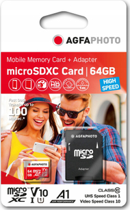 Kartë memorie AgfaPhoto MicroSDXC, 64GB, Class 10 UHS-I/U1 V10 (SB6032)