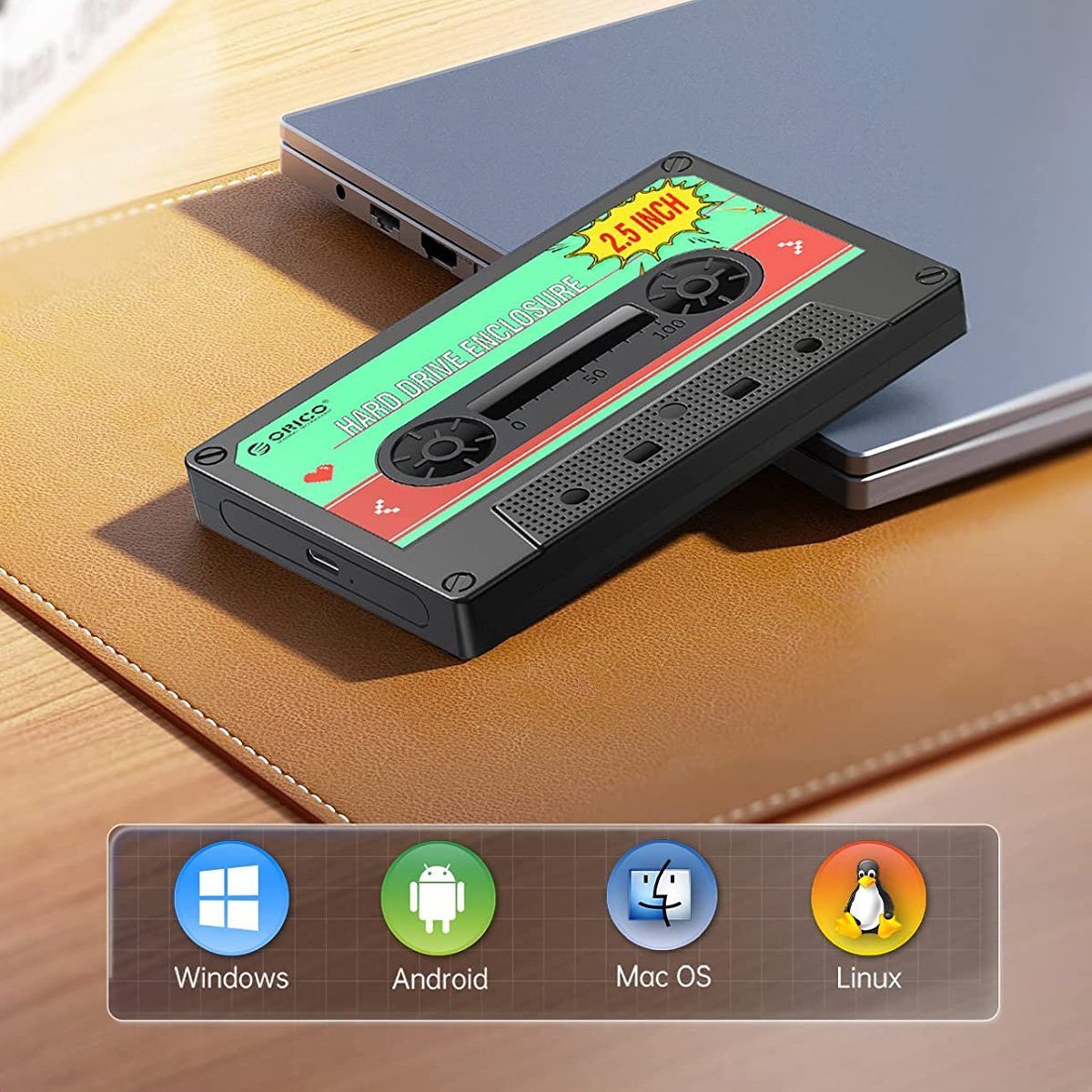 Kuti për disk Orico 2.5", USB C, 6Gbps, e zezë