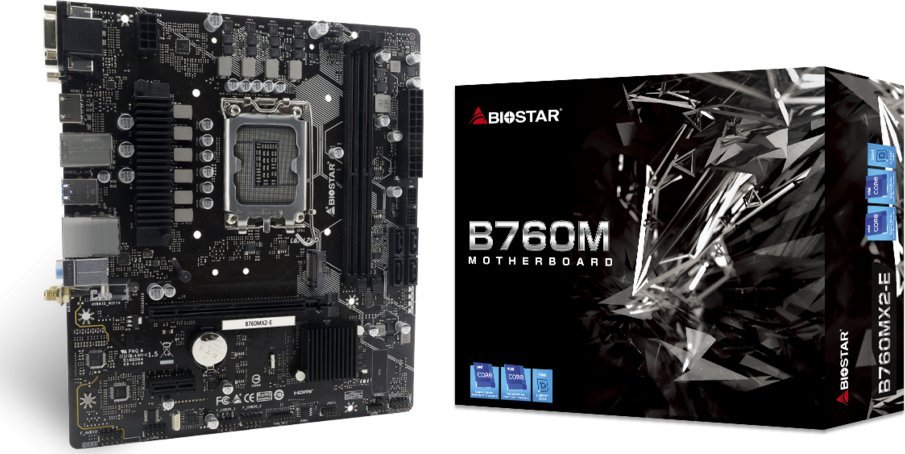 Pllakë amë Biostar B760MX2-E, DDR5, PCIe 4.0 M.2, e zezë