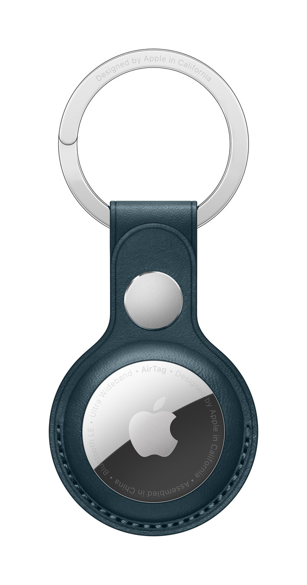 Apple AirTag Leather Key Ring, Baltic Blue