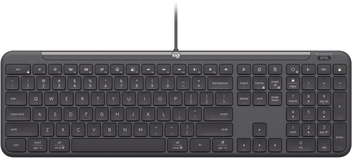Тастатура Logitech Signature Slim Wired K620, USB C, за бизнис, сива графит