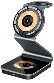 Бежичен полнач 1stCOOL HLI C6 Evo 3 во 1, 21W, MagSafe, USB C, црн