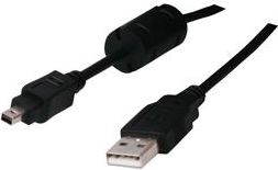 Kabllo Logo, USB A - miniUSB, 1.8 m, e zezë