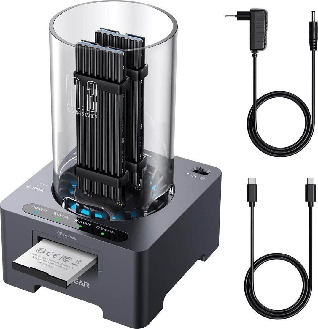 Докинг станица GrauGear G-M2DK-CR-10G, USB-C 10 Gbit/s, SSD M.2 NVMe NGFF и CFexpress, сива