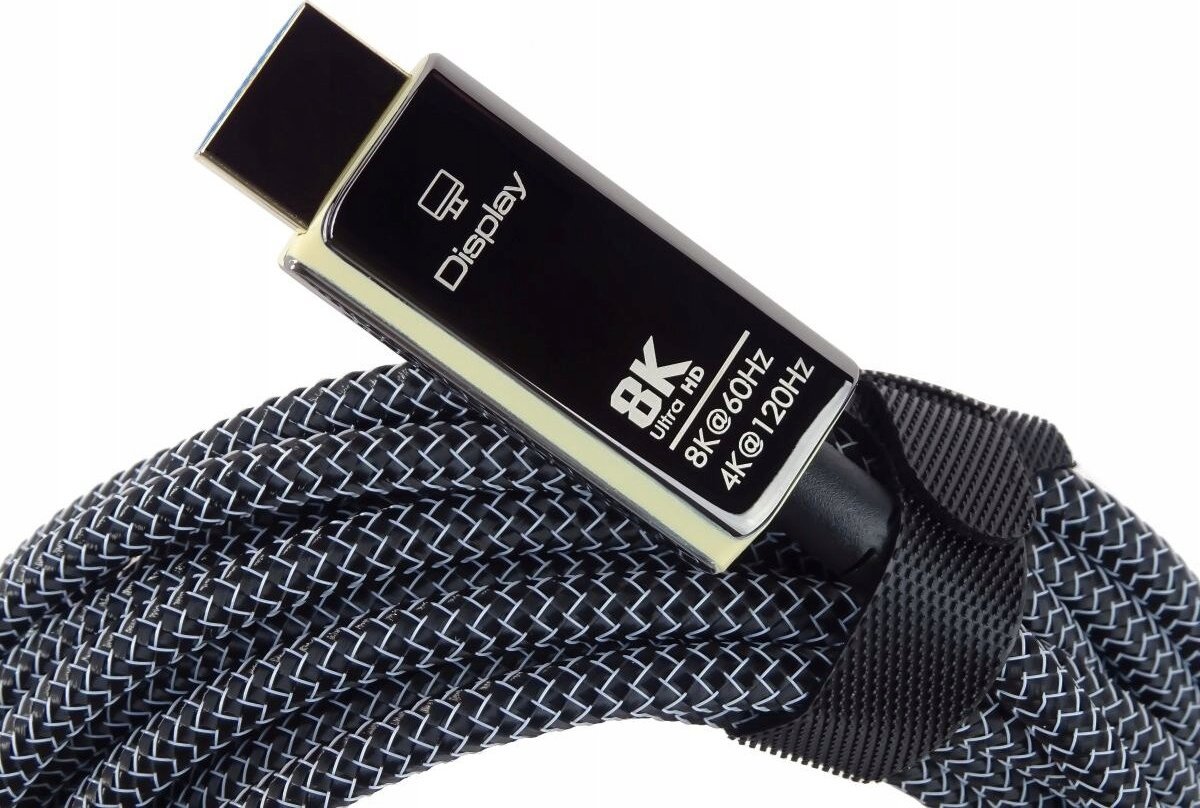Kabllo HDMI PremiumCord Ultra High Speed 2.1, fibër optike, 20m, 8K, kontakte të pozinkuara me ar
