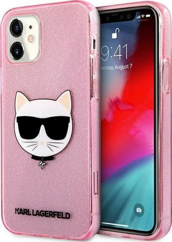 Mbrojtëse Karl Lagerfeld Choupette Head Collection për iPhone 12 mini, rozë