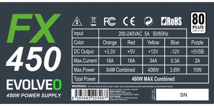 Burim energjie Evolveo FX CZEFX450 , 450W