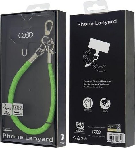Rrithë telefoni Audi Lanyard 28cm, universal, najlon, jeshile