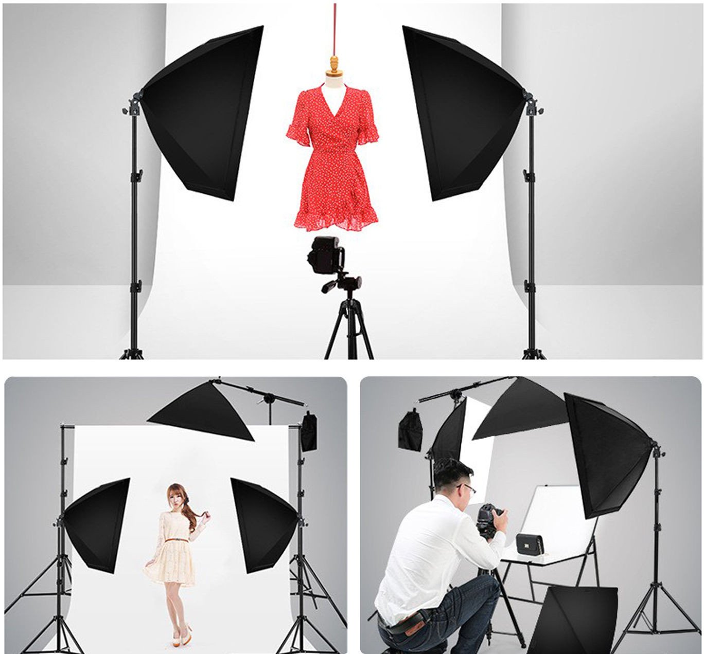 Set ndriçimi LED Mozos ZF5070ECO V2, 5500K, softbox, i bardhë