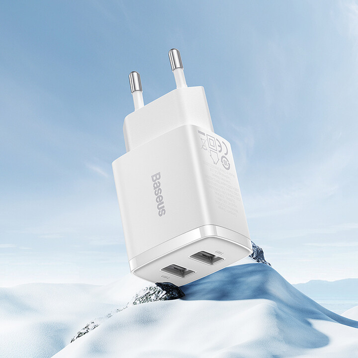 Karikues Baseus, 2xUSB-A, 10.5W, i bardhë
