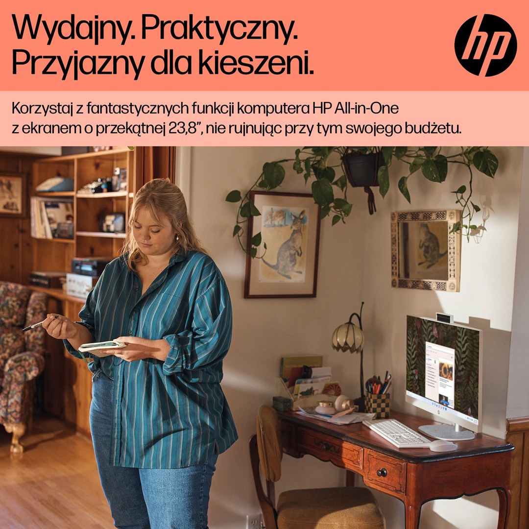 Kompjuter All-in-One HP 24-cr0008nw, Athlon Silver 7120U, 8GB, 512GB, i bardhë