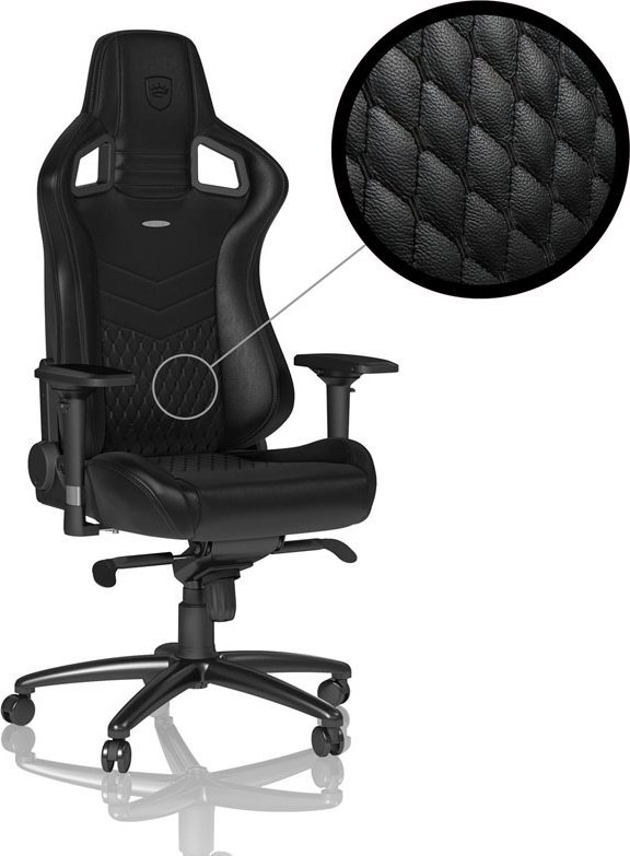 Karrige gaming noblechairs EPIC Real Leather, lëkurë natyrale, deri 120kg, e zezë
