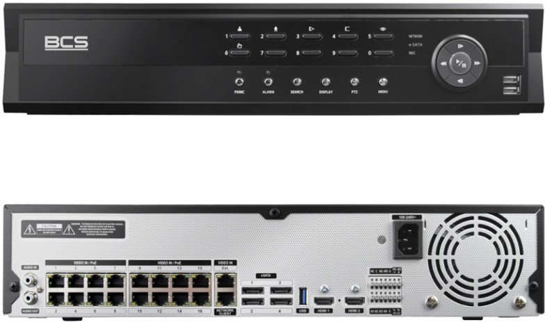 Video–rekorder IP BCS ULTRA BCS-U-NVR1606-A-4K-16P, 16 kanale PoE, 8TB, 4K
