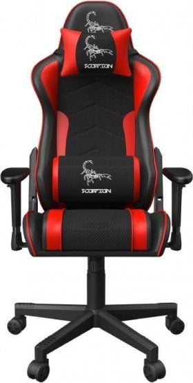 Karrige gaming Gembird Scorpion 02X, material tekstili, krahë 2D, e zezë kuqe