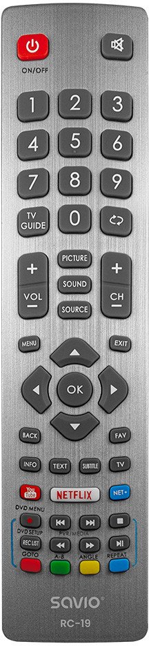 Telekomandë universale Savio RC-19, për TV Sharp, e zezë