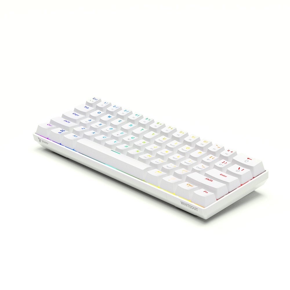 Tastierë mekanike Gaming Savio WHITEOUT, USB, Outemu Blue RGB, e bardhë