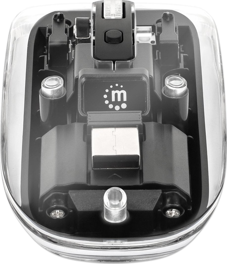Mouse pa kabëll Manhattan Transparent, 800 1600 dpi, RGB, i zi transparent