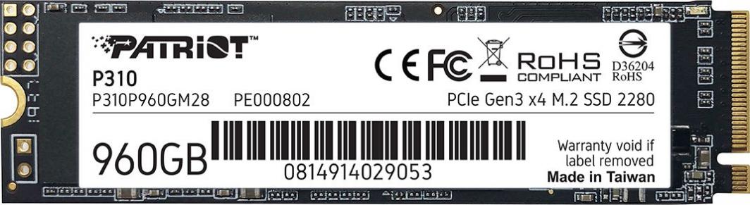 Disk SSD Patriot P310, 960GB, M.2 2280 PCI-E x4 Gen3 NVMe