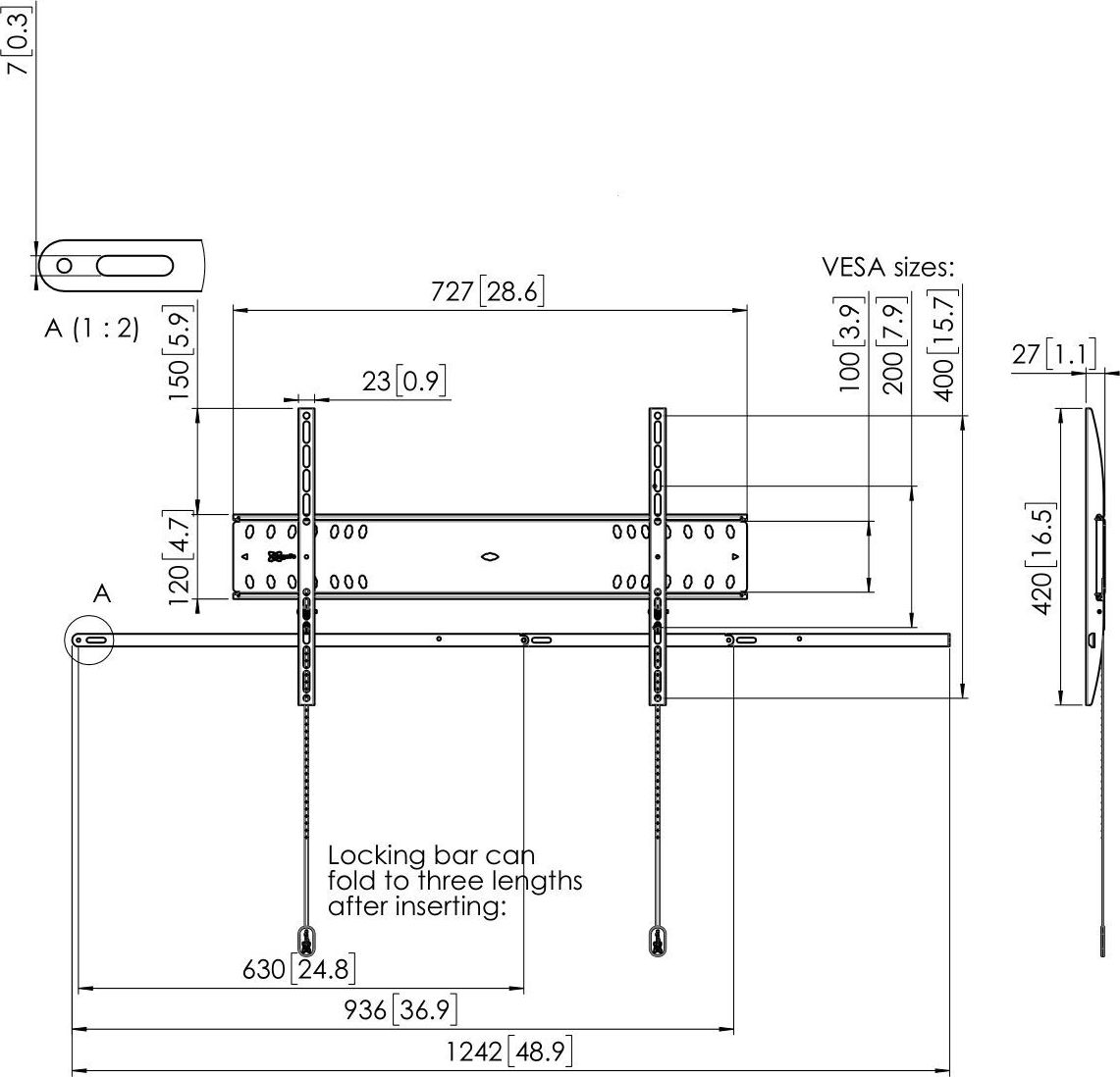 Ѕиден држач за ТВ Vogels PFW 4700, 55"-80", 75 kg, црн