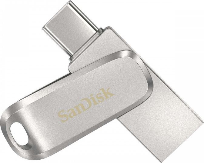 USB SanDisk Ultra Dual Drive Luxe, 128GB, USB Type C dhe USB Type A, çelik inox