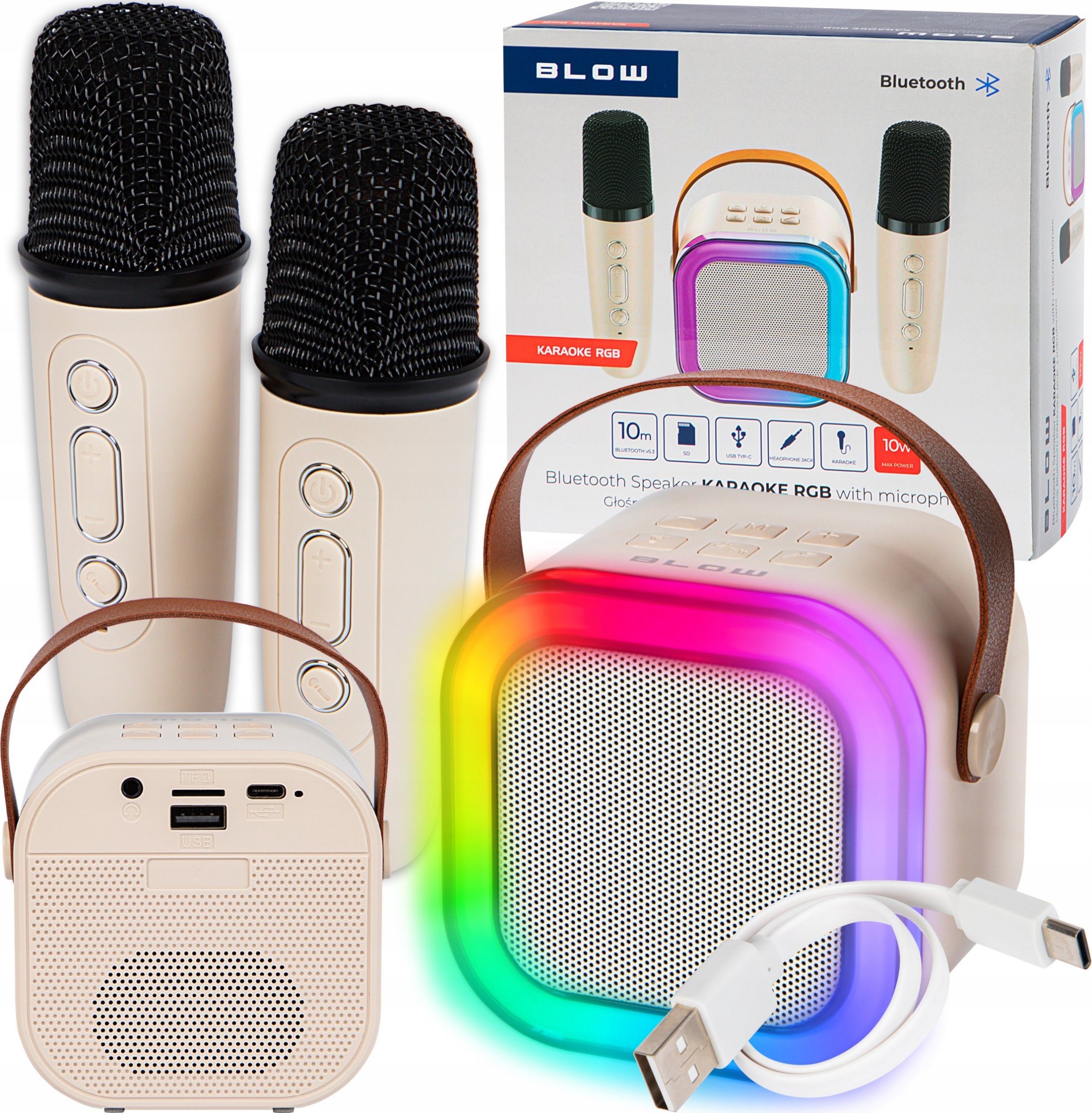 Kutia muzikore Blow Karaoke Bluetooth, me mikrofona, ndriçim RGB, e zezë