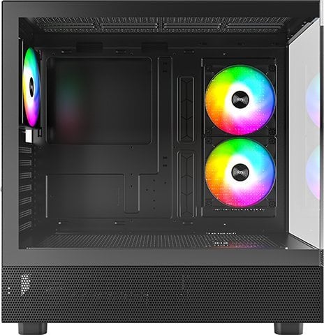 Kuti kompjuteri Montech XR Panoramic Window, mid tower, 3 ventilatorë ARGB PWM, e zezë