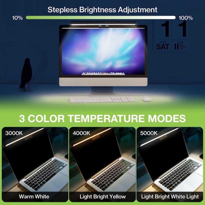 Lampë screenbar për monitor Techly I-LAMP-DSK11, 66 LED, sensor drite, e zezë