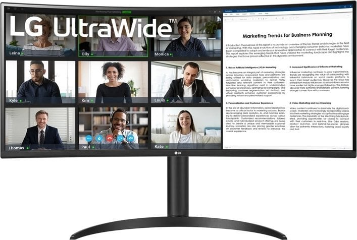 Монитор LG 34WR55QK-B, 34" УлтраШирок WQHD, USB-C 65W, црн