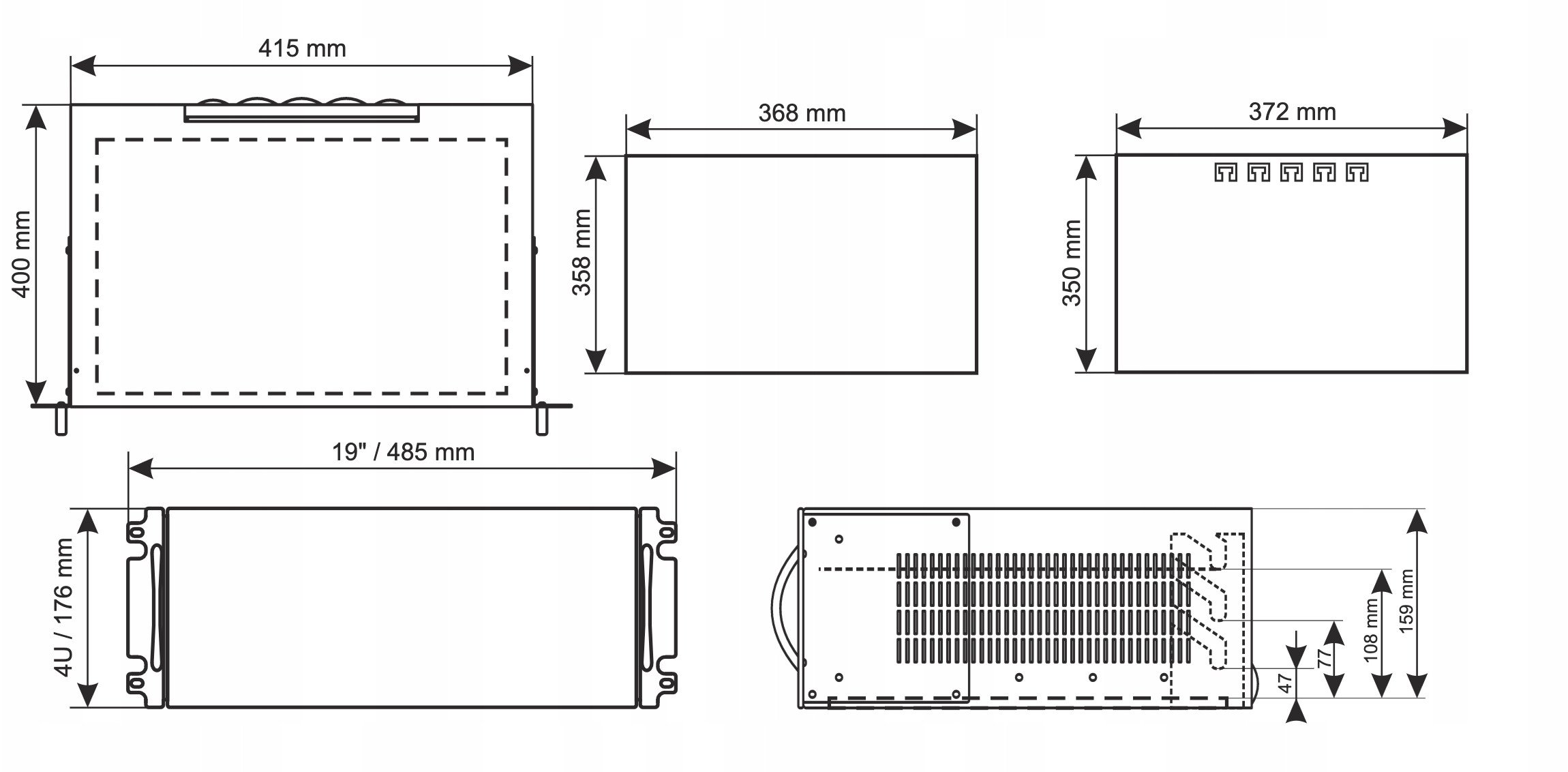 Kuti universale RACK Pulsar 4U, 400mm, dy nivele